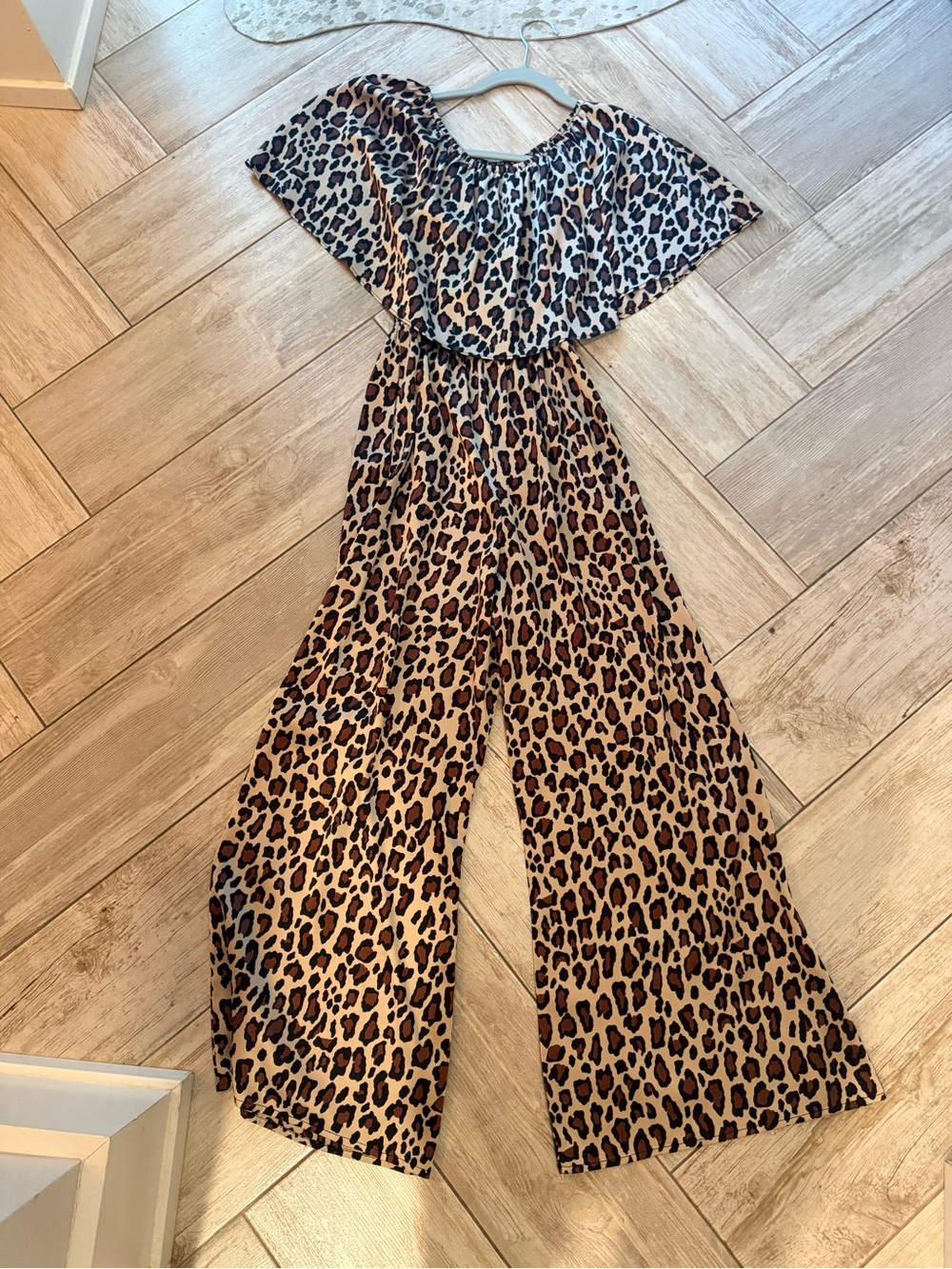 Show Me Your MuMu Leopard Print Off-Shoulder Wide-Leg Jumpsuit - Tan & Black